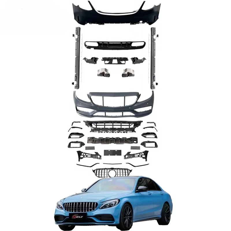 

Auto Part Car Body Kit 2021 for C Class W205 Upgrade C63 with Hood Grill Fender Front Rear Bumper Diffuser