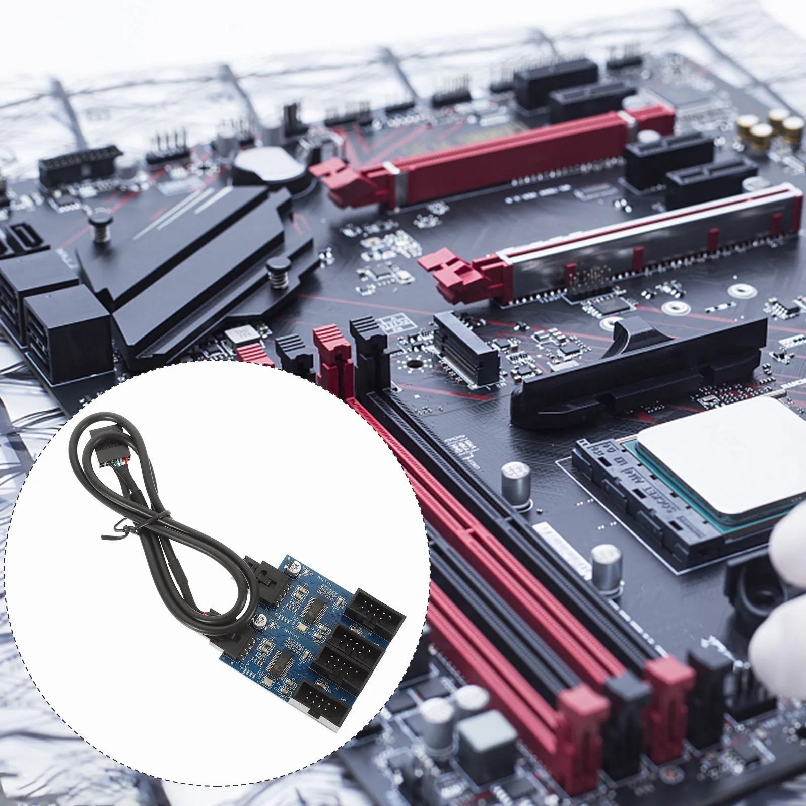 

Удлинитель USB-разветвитель USB 2.0, 9-контактный разъем 1–4, адаптер, экранированный кабель со стабильной производительностью для удлинителя материнской платы