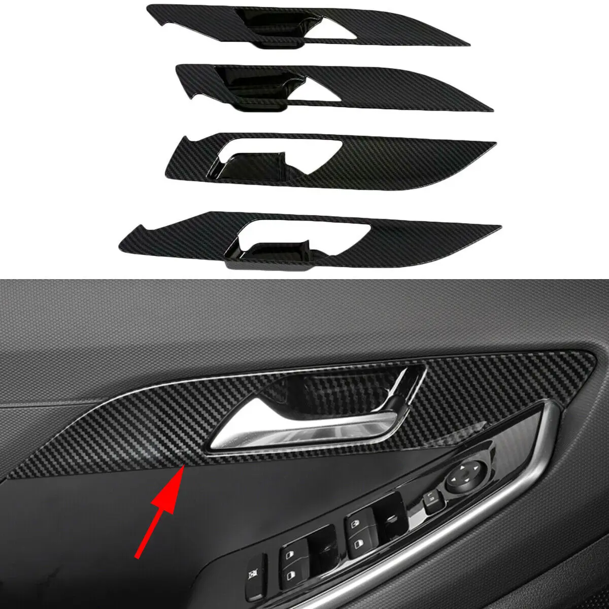 

Interior Accessories For Hyundai Creta ix25 2020 2021 Car Door Side Armrest Protector Cover Trim Carbon Fiber Styling