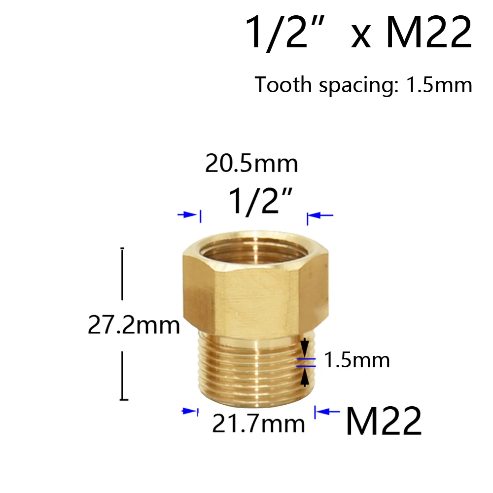 Brass Threaded Connector M14 M18 M22 3/8