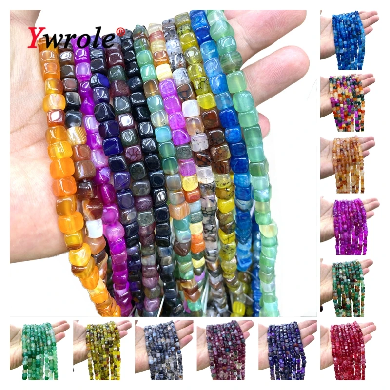 23 Type Natural Stone Square Dragon Veins Agates 7-8MM Cube Loose Spacer Beads for Jewelry Making Diy Bracelet Accessories