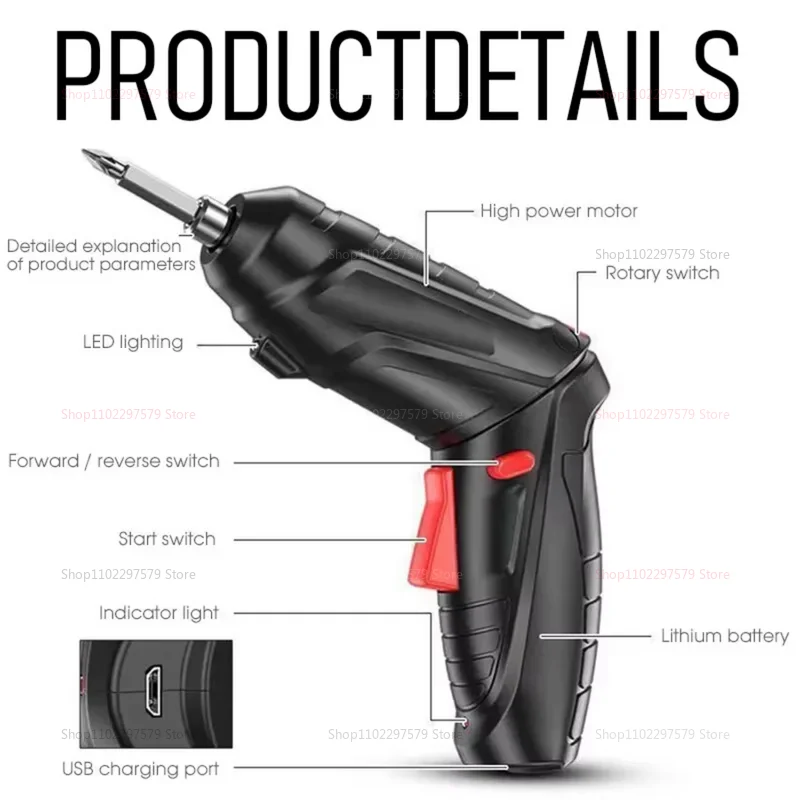 طقم مفك براغي كهربائي لاسلكي 3.6 فولت 1800 مللي أمبير بطارية أدوات صيانة منزلية محمولة مثالية لإصلاح المنزل #6