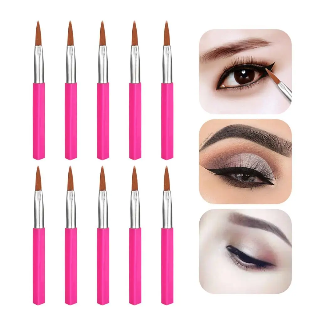 Juego de pinceles para delineador de ojos multiusos, Kit de pinceles cosméticos profesionales de acero inoxidable y fibra rosa y rojo para entusiastas del maquillaje