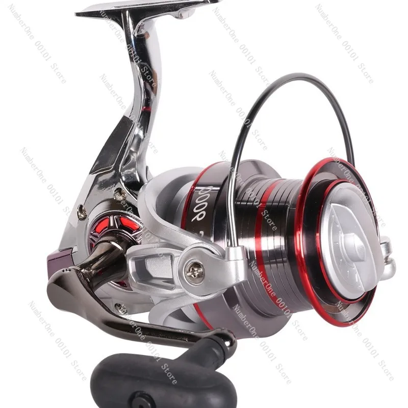 بكرة صيد دوارة معدنية، بكرة مرساة من النوع 10000، صب لمسافات طويلة بدون فجوة، تصميم فم مائل #3