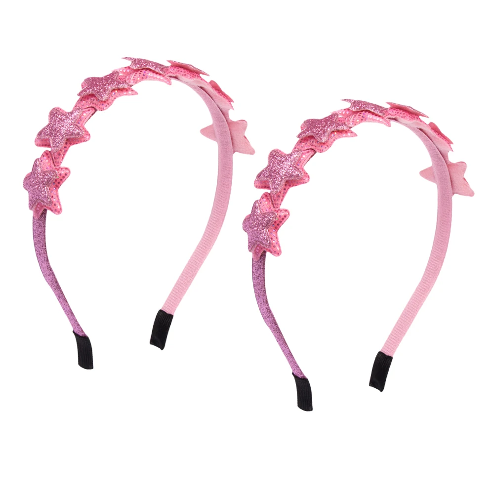 

2PCS Heart Glitter Headb s Cute Kids Accessories Lightweight Comfortable Star Design Birthday Party Headdress Hair Hoop Cosplay