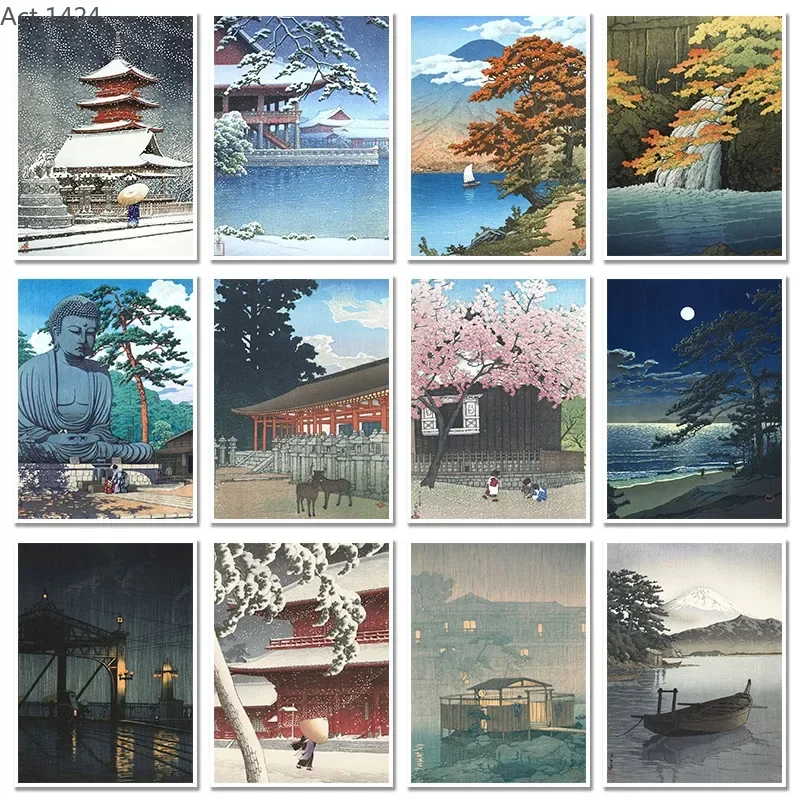 Kawase Hasui Artwork HD Posters and Prints Retro Japanese Landscapes Canvas Painting Wall Art HD Pictures for Room Office Dec