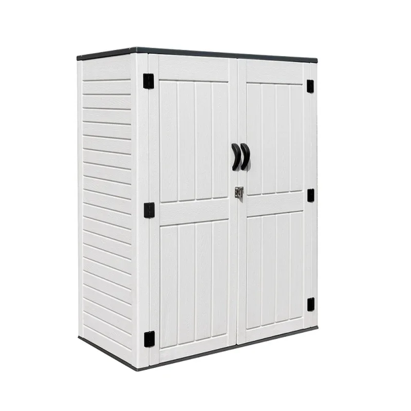 Lockable Outdoor Patio Storage Cabinet Waterproof Balcony Shed Garden Storage Easily Assembled Resin Frame Rot Proof Features