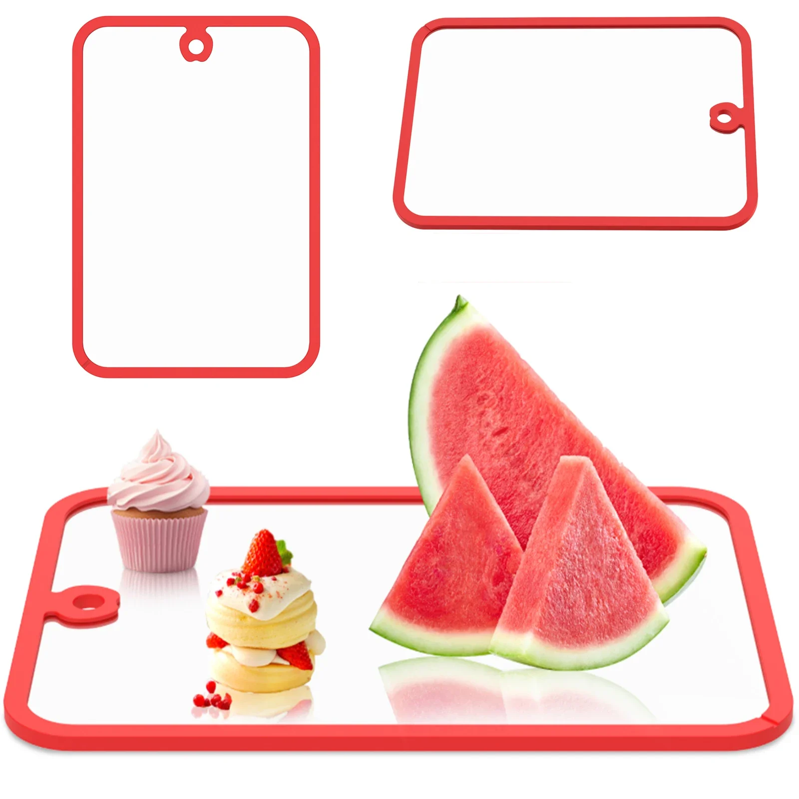 Küchenschneidebrett, Schneidebrett aus gehärtetem Glas, multifunktionale Schneidematte, Serviertablett, Küchen-Schneidebrett für Obst und Fleisch