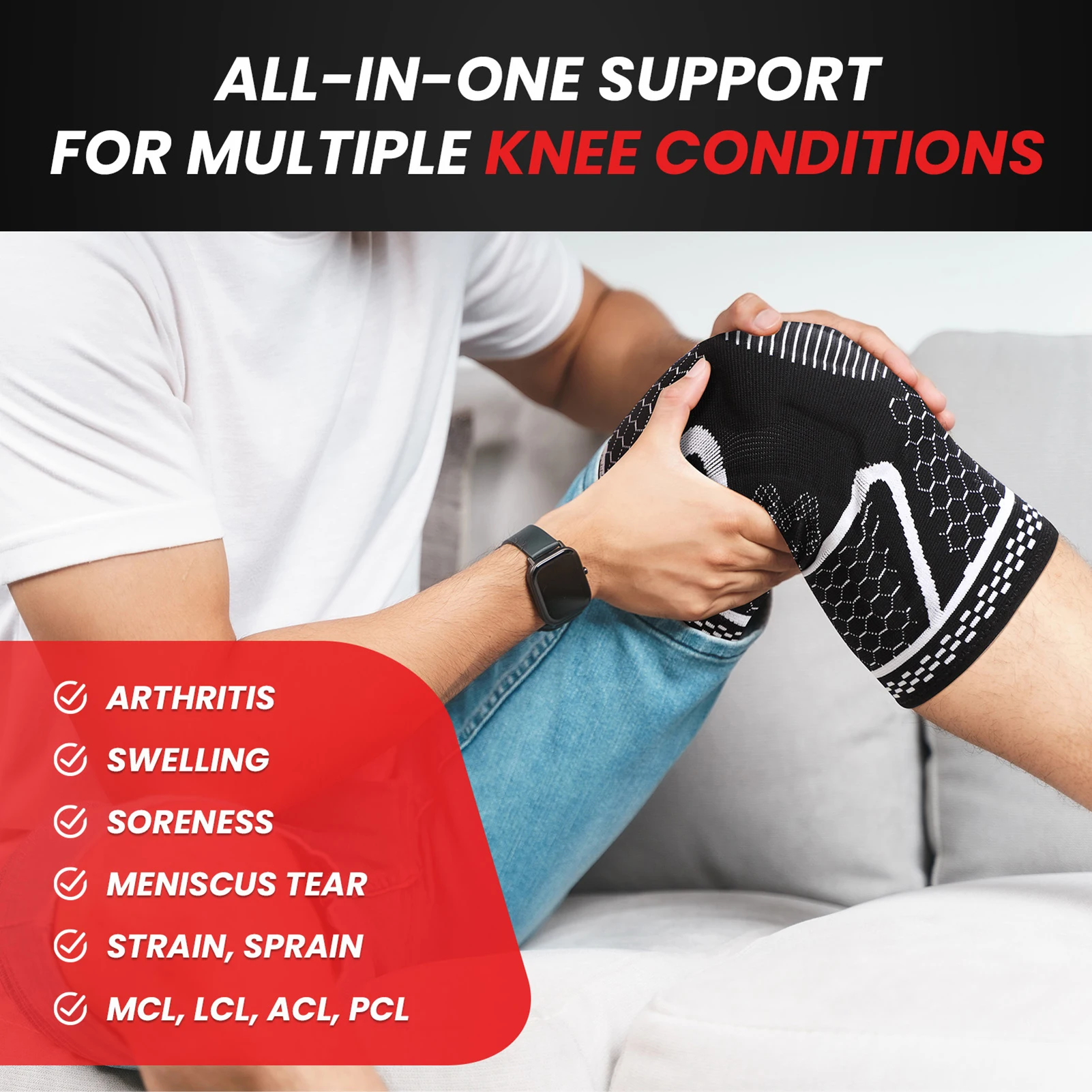 

Knitted Leg Band Sports Fitness Rehabilitation Training Pressure Knee Pads For Men And Women Anti Slip Breathable Leggings