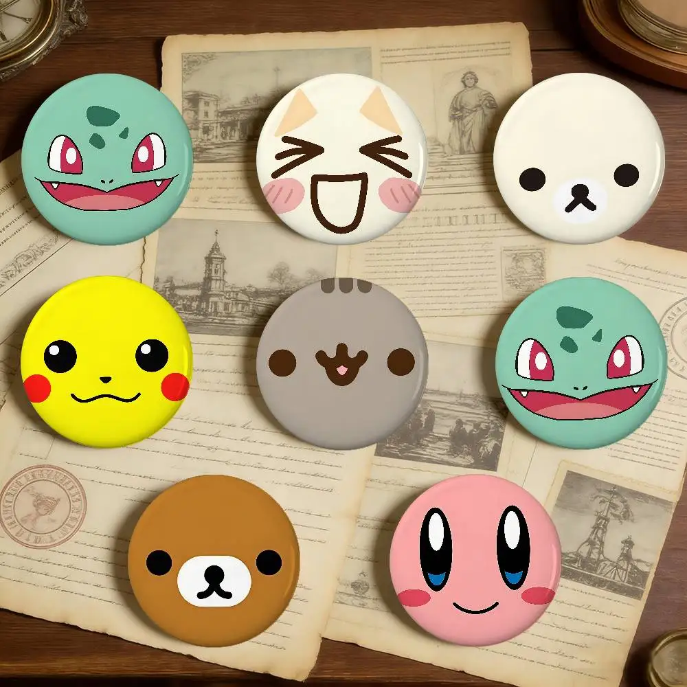 Kawaii Niedliche Abzeichen, Anstecknadeln aus Weißblech, runde Broschen für Schultertaschen-Accessoires, Souvenir-Geschenke
