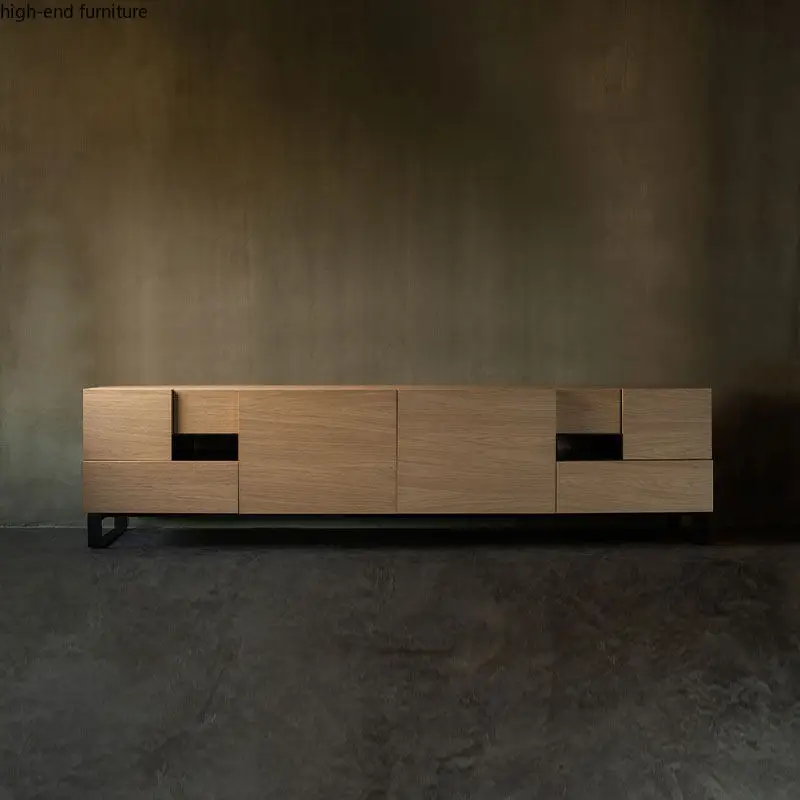 Modern simple TV cabinet Living room combination cabinet Solid wood frame Light luxury TV cbinet