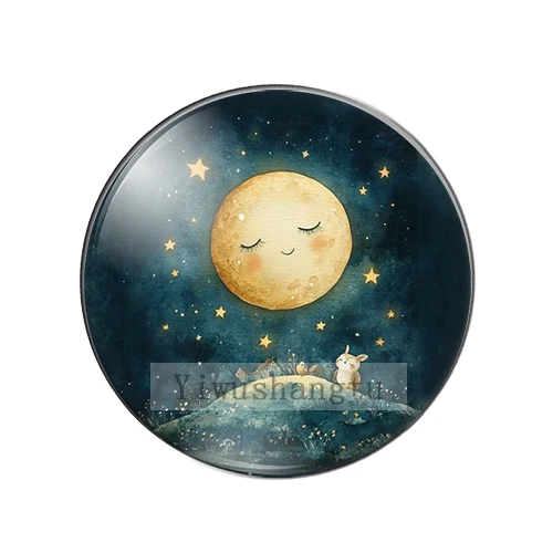 Moon Branch Owl Fairy tale Tree Light Art Painting 12mm/18mm/20mm/25mm Round photo Glass Cabochon demo flat back Making findings