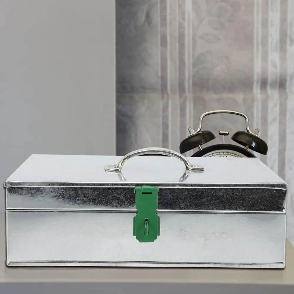 

Металлический прямоугольный огнестойкий ящик для хранения документов, серебристый, для дома