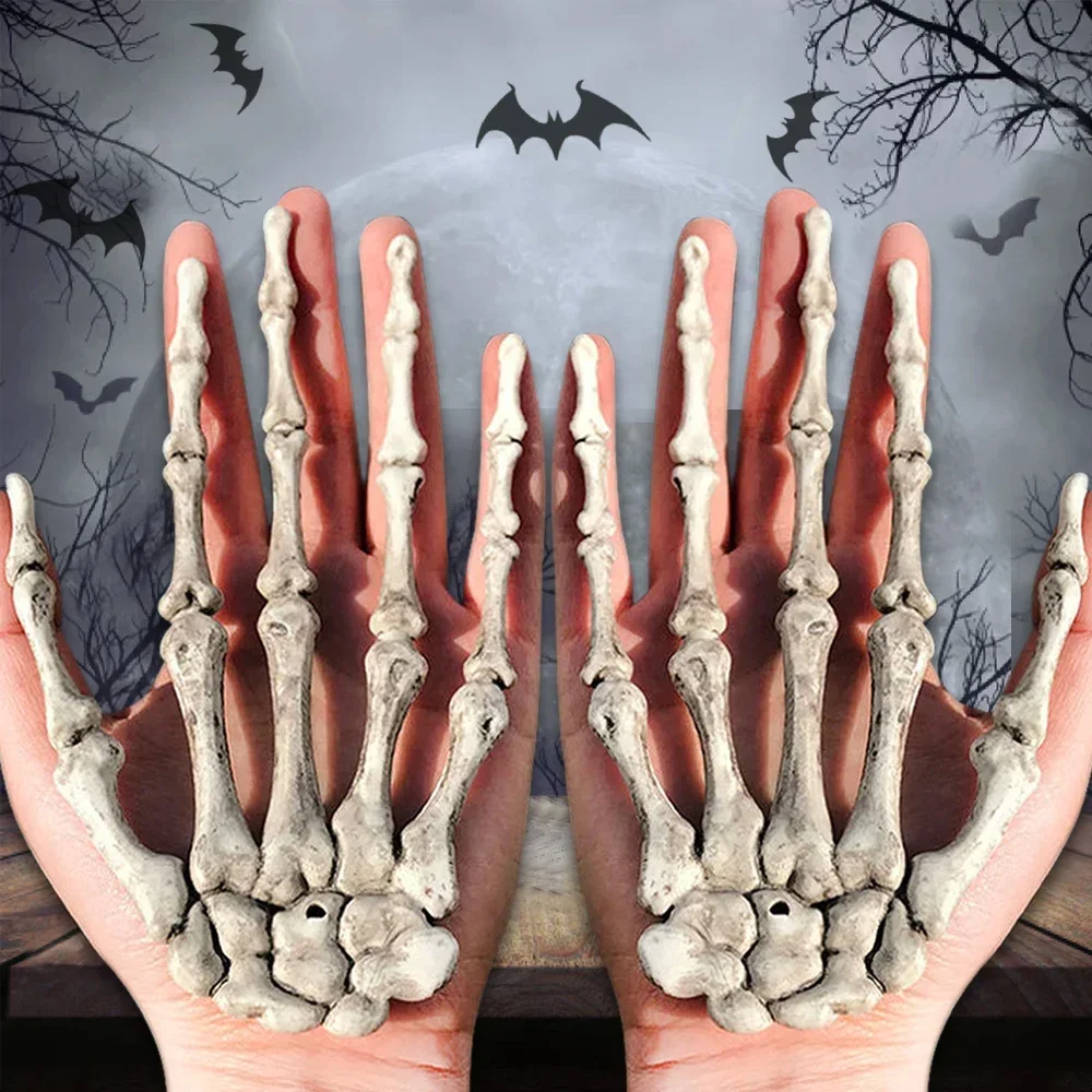 Halloween Realistic Skeleton Hand Halloween Zombie Party Scary Skull Decors Dummy Hands Bones Halloween Scene Decor Supplies