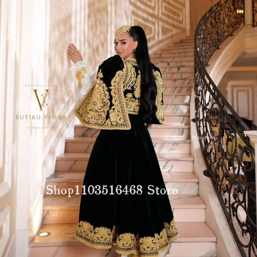 Lace-Printed Algerian Wedding Dress Customized Traditional Ethnic Noble Bridal Gown Ethnic Cultural Celebration Gown Evening Gow