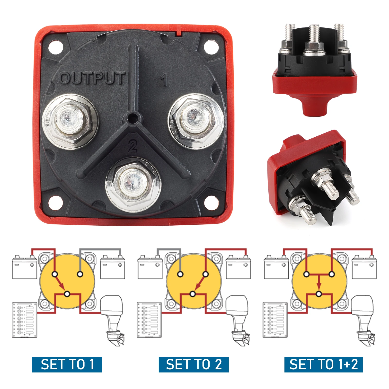 3 4 Position 32V 300 Amp M-Series Waterproof Ignition Protected Marine Boat Dual Battery Isolator Mini Selector Switches