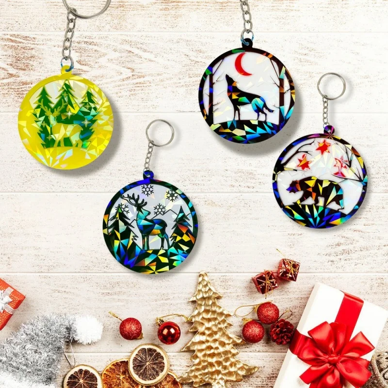 Holographic Laser Animal Combination Polar Bear Pendant Silicone Molds DIY Handmade Decoration Keychain Resin Mold Home Crafts