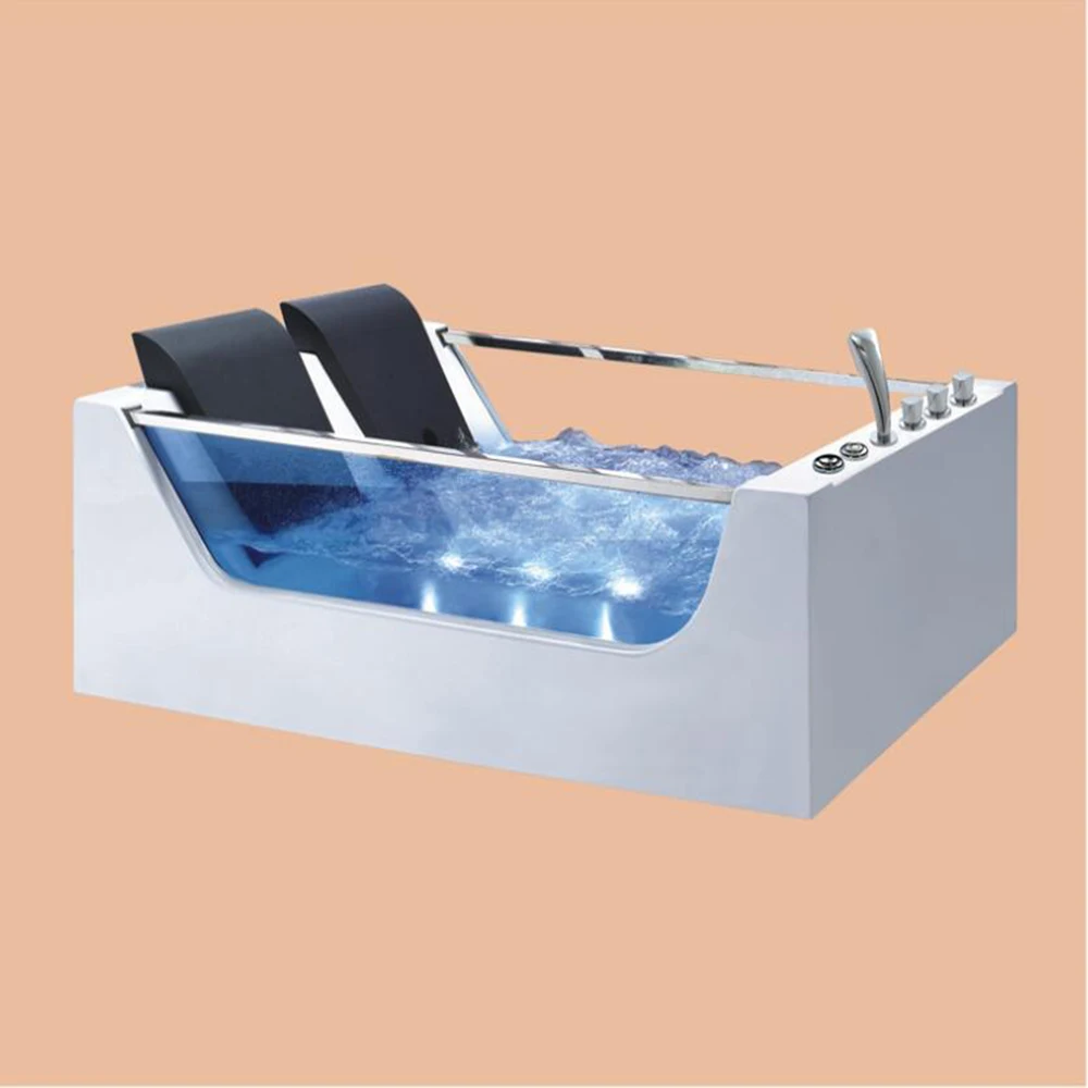 1800mm Fiberglass Whirlpool Bathtub Acrylic Hydromassage Surfing Colourful LED Light Bubble Tub NS3027A