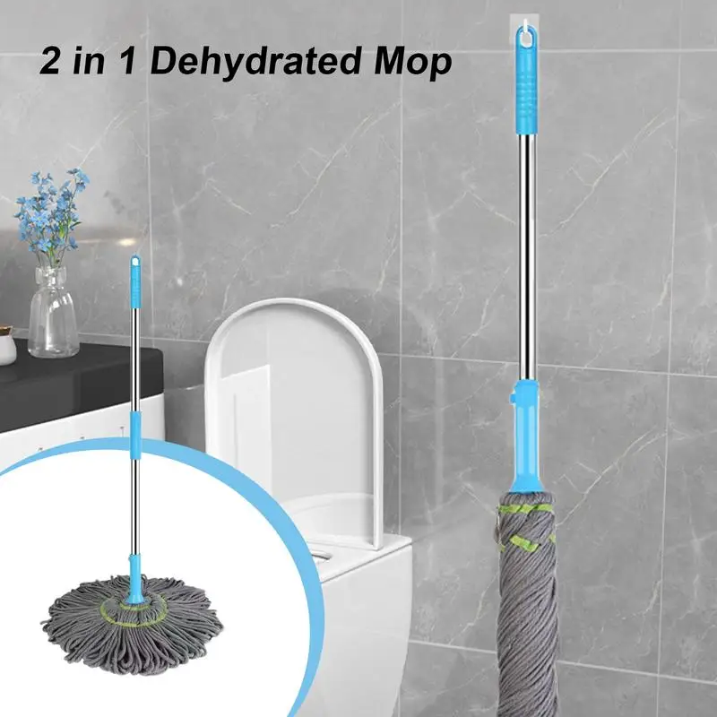 

Glass Cleaning Mop 2-in-1 Adjustable Mop For Cleaning Bathtubs Toilet Exteriors 360-Degree Rotate Self-Twisting Dehydrated Mop