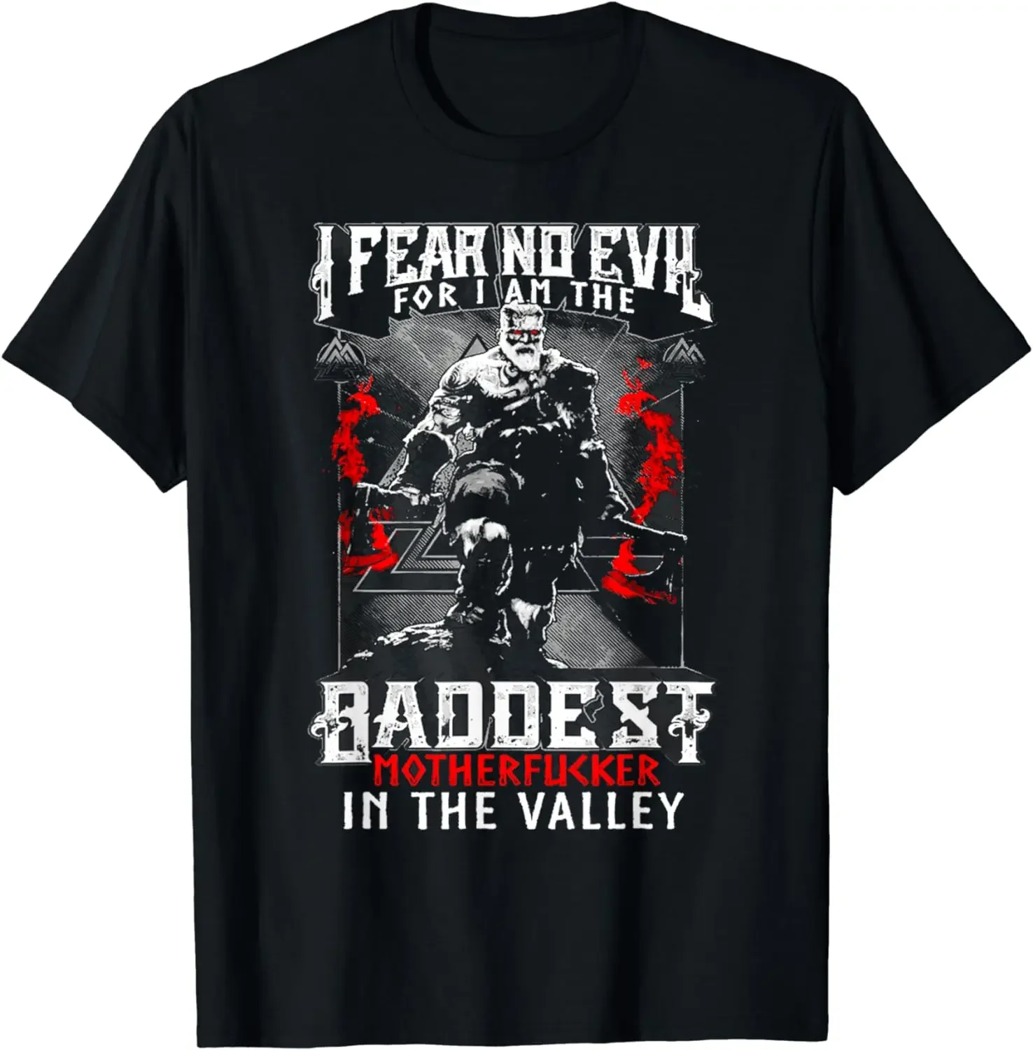 

I Fear No Evil Warrior Valhalla T-Shirt 100% Cotton O-Neck Summer Short Sleeve Casual Mens T-shirt Size S-3XL