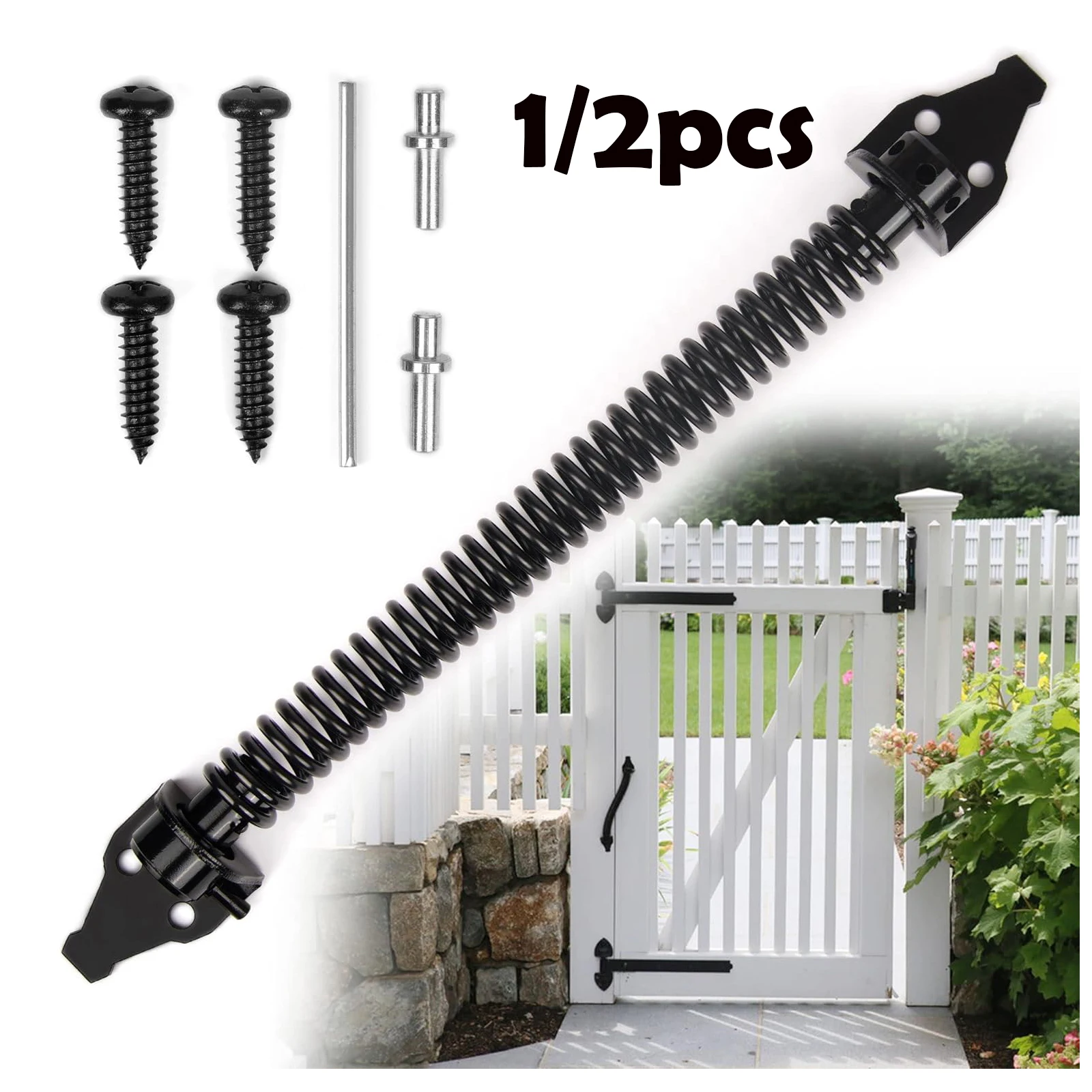 

14-дюймовый самозакрывающийся металлический пружинный доводчик для ворот, регулируемый металлический пружинный автоматический дверной доводчик с пружинными фитингами для деревянных ворот