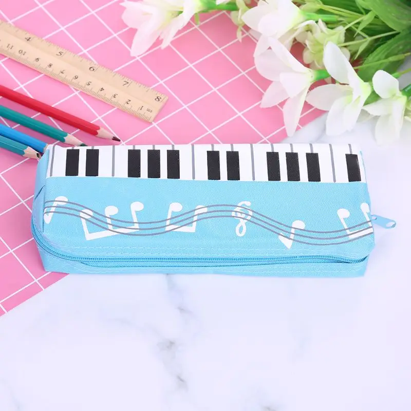 Music Notes Piano Keyboard Pencil for Case Large Capacity Pen Bags Stationery Office School Student Gifts