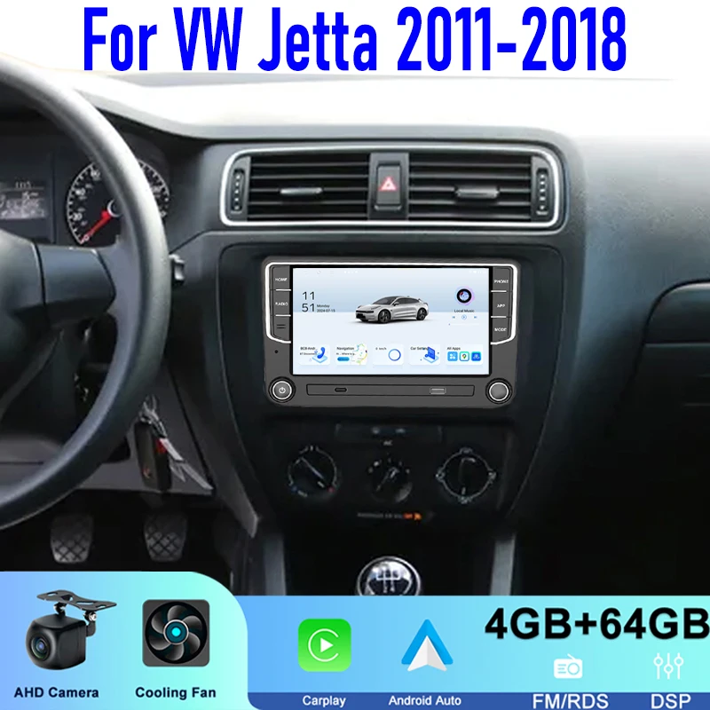 

GPS Head Unit 7" For VW Jetta 2011-2018 Wireless Apple Carplay Android 13 Auto Car Stereo Radio Intelligent System WIFI 4-64G BT