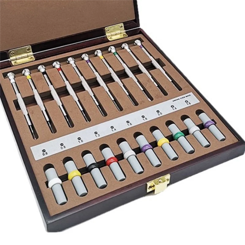 10PCS Watch Repair Screwdrivers With Weight Sleeves In Wooden Box-A83Z