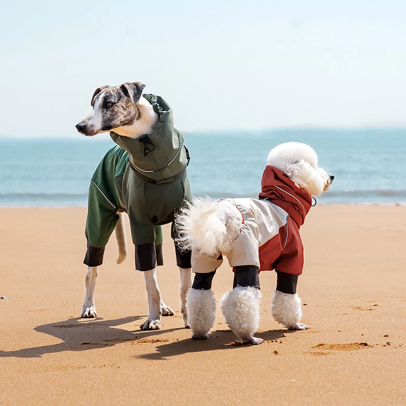 

Dog Raincoat Waterproof Dog Rain Jacket with Hood Rain Coat with Leash Hole Reflective Strap for Small Medium Large Dogs