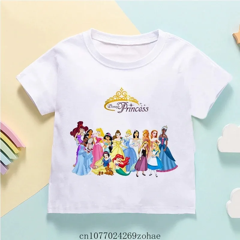 Cotton Fashion Charm Disney Costume Summer T-shirts Girls Clothes Princess For Girls Rapunzel Snow White Cartoon Anime Clothes