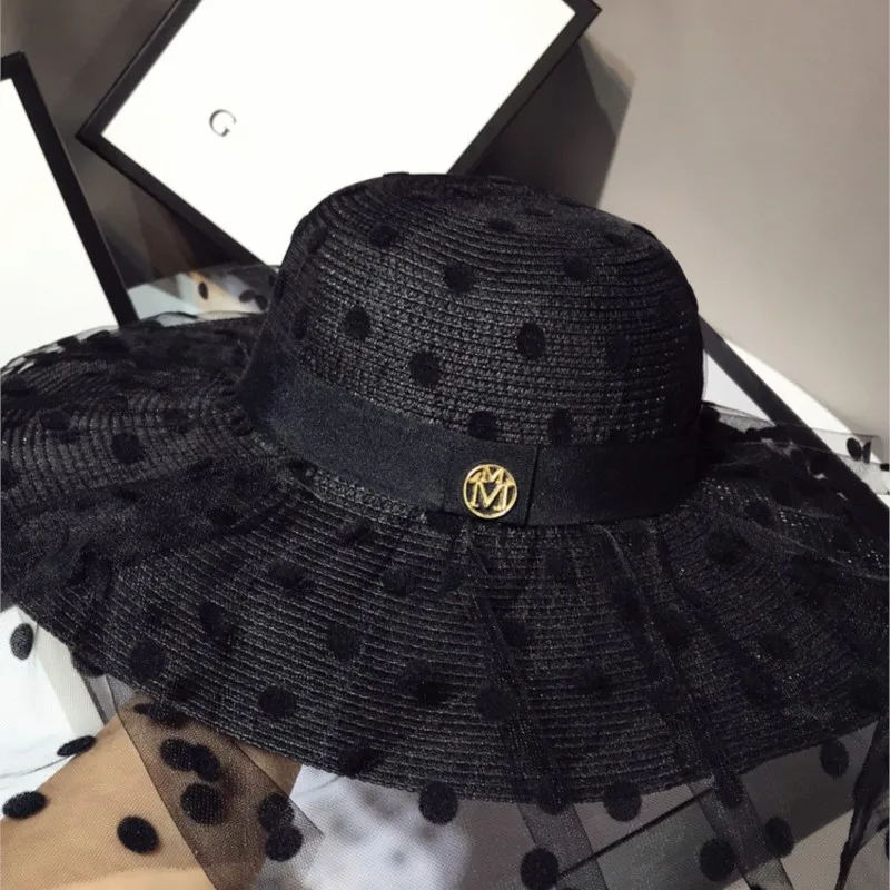 Elegant goddess hats new mesh wide-brimmed women's vacation
