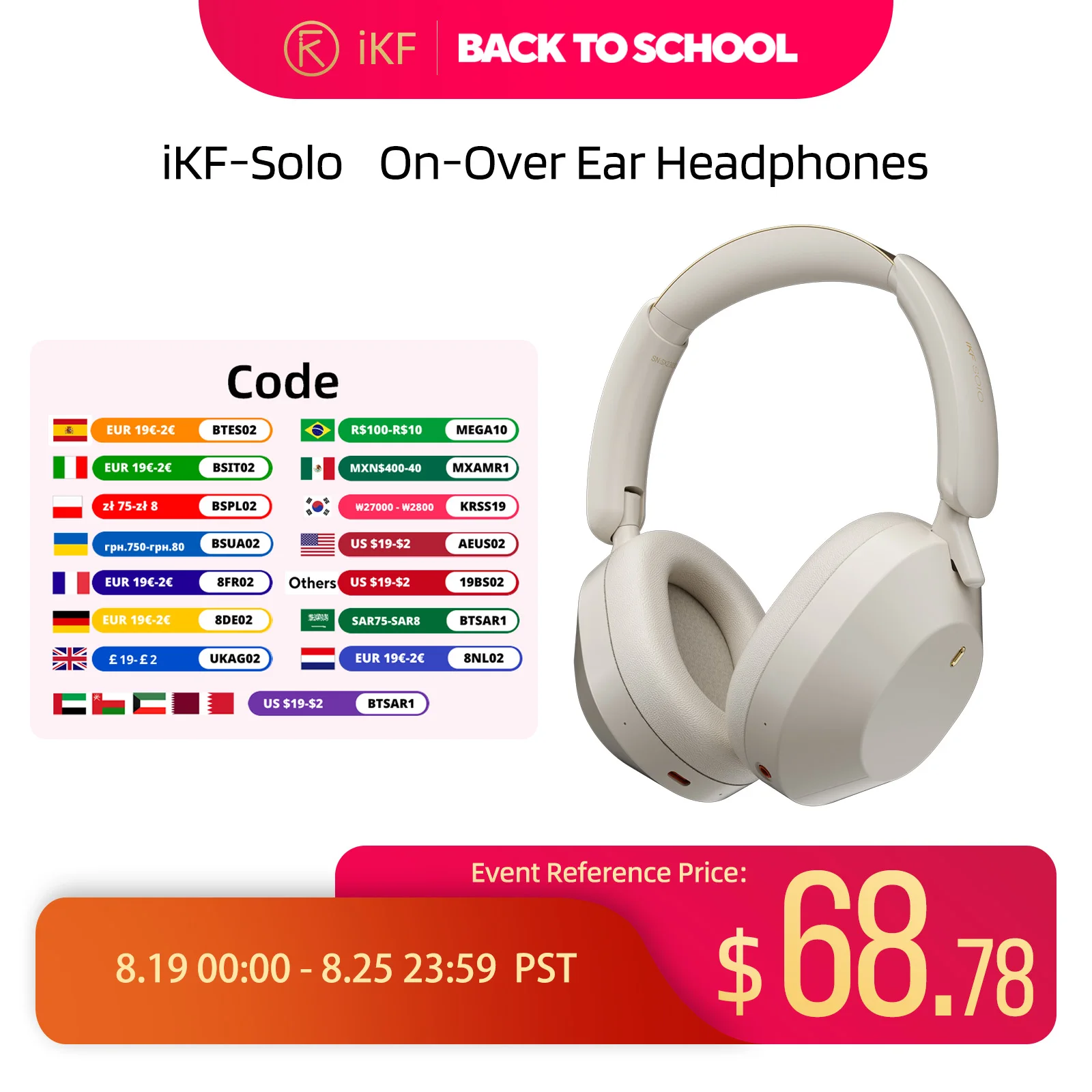 

iKF-Solo Wireless Headphones Bluetooth 5.4 Active Noise Cancelling Earphone Low Latency Gaming headsets Hi-Res 130h Playtime