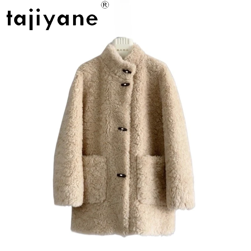 

TAJIYANE 100% Natural Wool Coats for Woman Korean Style Stand Collar Sheep Shearing Jacket 2025 Winter Women Clothing шерсть