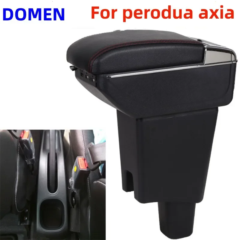 

For perodua axia armrest box Original dedicated central armrest box modification accessories Large Space Dual Layer USB Charging