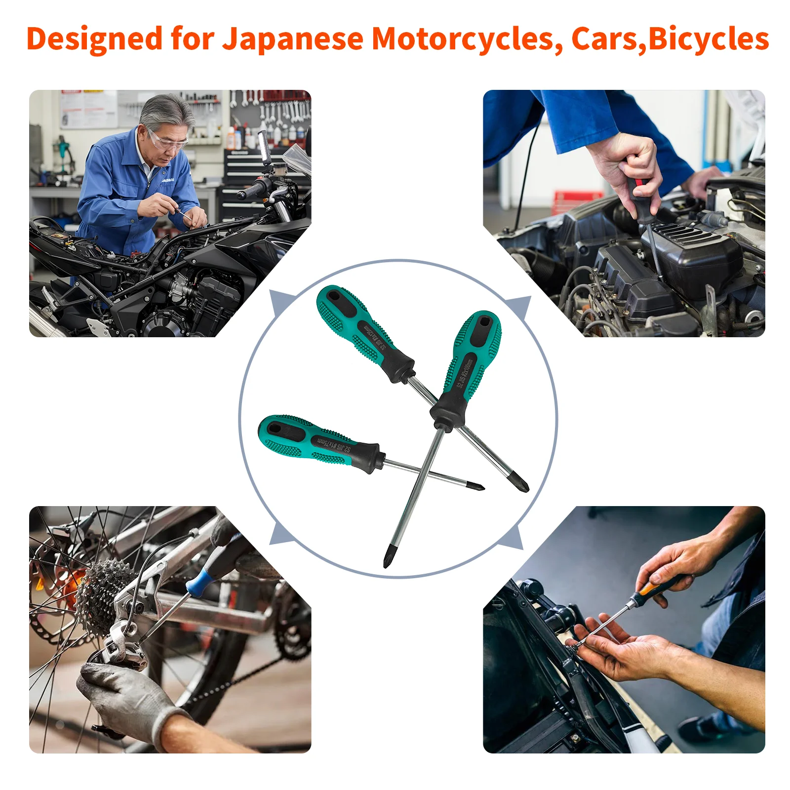 1 Stück JIS-Schraubendreher mit magnetischen Spitzen, S2-Legierungsstahl, geeignet für japanische Schrauben, entwickelt für japanische Motorräder, Autos, Fahrräder. – Detail 5