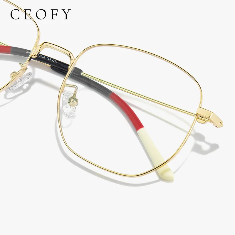 Ceofy Women Men Big Size 145mm Titanium Glasses Frame Fashion Ultra-Light Myopia Brand Design Square Gold Eyglasses Frame