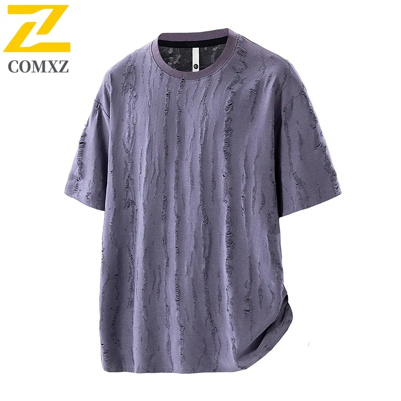 

COMXZ 2025 Summer Men's Short Sleeve T-Shirt 3D Big Size Lightweight Breathable Outdoor Sports Quick-Dry Top Fit Cycling Camping
