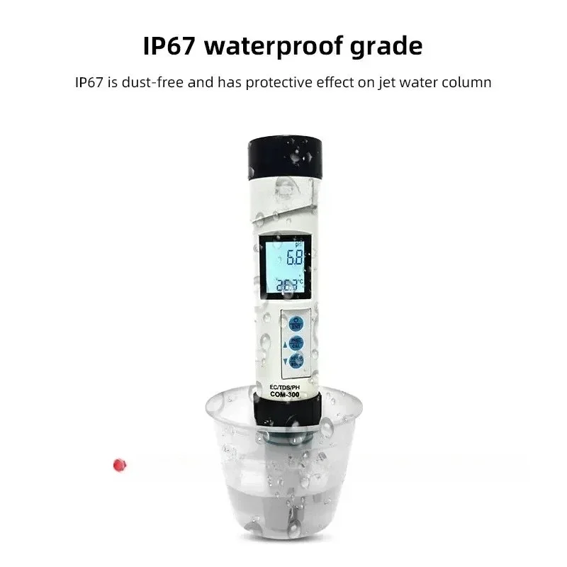 Digital COM-300 Conductivity TDS/ec/ph Ph Detection Pens Waterproof Water Quality Detector