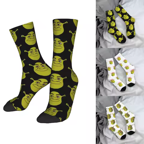 Autumn Winter Funny Unisex Shreks Socks Breathable Skateboard Socks