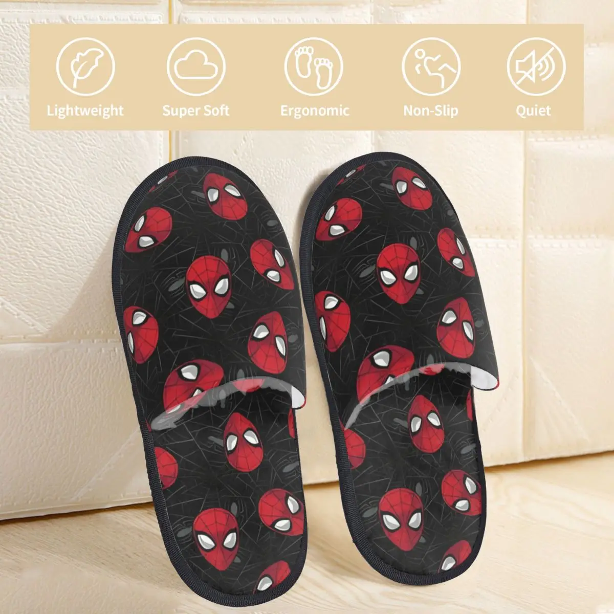 Spider Man Spider-Man Home Cotton Slippers Bedroom Soft Household Fur Slides Slippers Non Slip