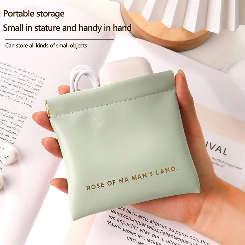 Self-closing Portable Coin Purse Sanitary Napkin Sundry Cosmetic Mini Storage Bag Minimalist Lipstick Pouch