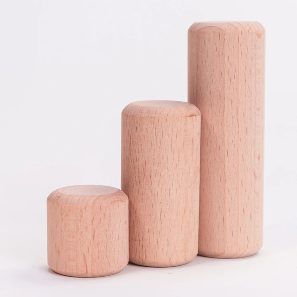 20 Pcs Building Blocks Cylinder Beech Granule Wooden Cube Toys Gemometric Child