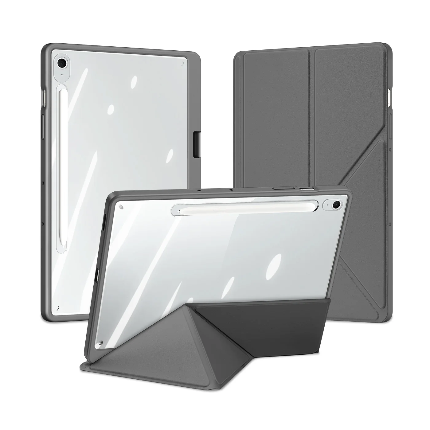 DUX DUCIS Clear Case voor Samsung Tab S10 FE Plus/S9 Ultra/S6 Lite, afneembare hoes met kliksluiting, S-penhouder, Auto Wake/Sleep