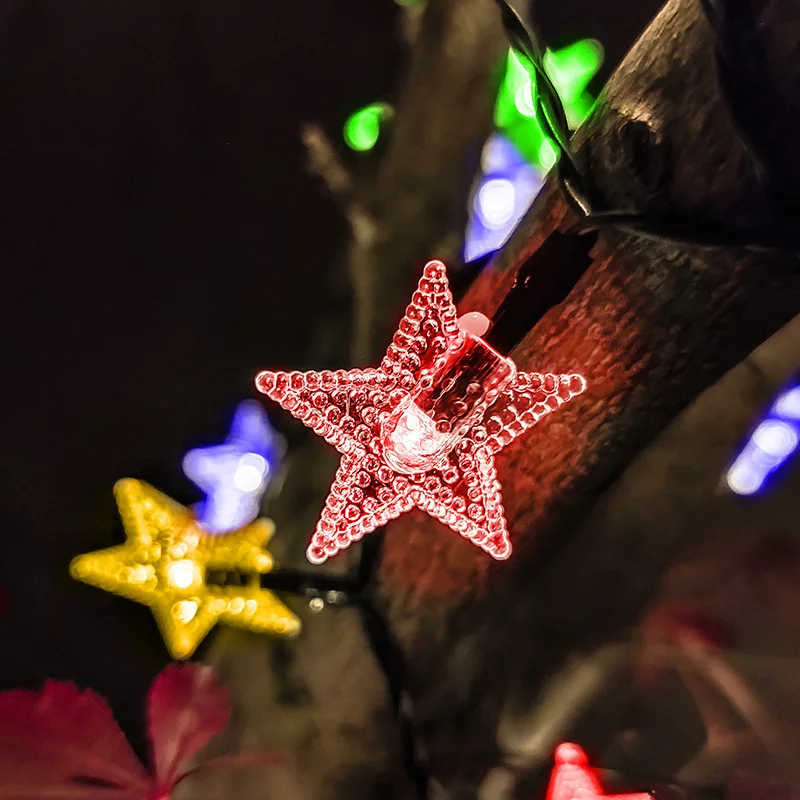 12M 7M 5M Solar Star Lamp Outdoor Garden Garlands Fairy Twinkle LED Light String for Christmas Tree Wedding Party Decoration
