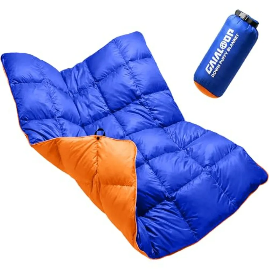 

Down Puffy Blanket for Car Camping Outdoor Travel Backpacking, Duck Down Lightweight Portable Soft Warm Cozy Camping Blanket Qu
