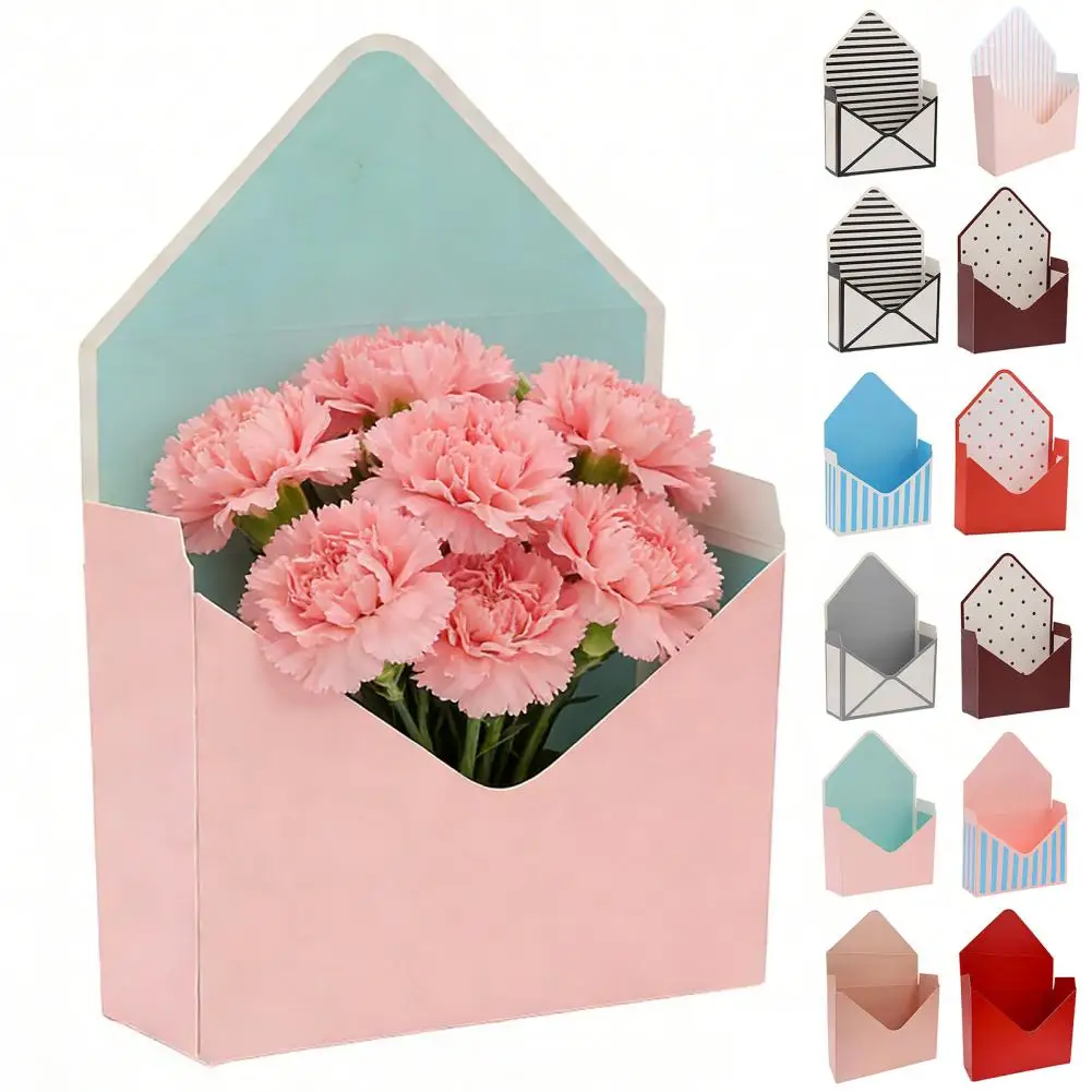

Striped Romantic Envelope Flower Box Holder Florist Bouquet Paper Packing Storage Box for Wedding Engagement Party Decor Supply