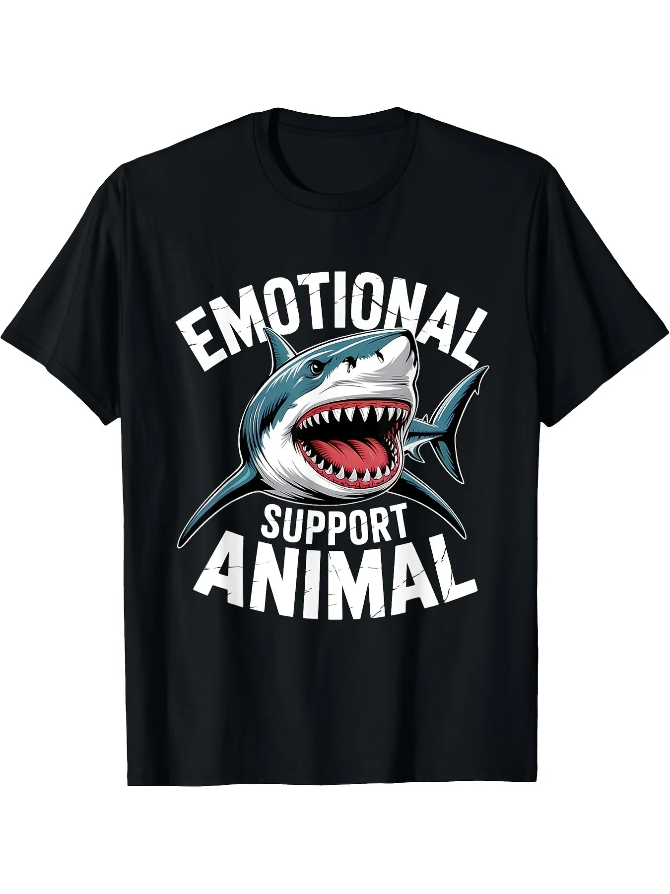 Men' Shark Emotional Support Animal TShirt Funny ESA Shark Retro Graphic Tee Soft Comfortable Short Sleeve Shirt Suitable for Halloween Christmas Gifts Ocean Lover Apparel