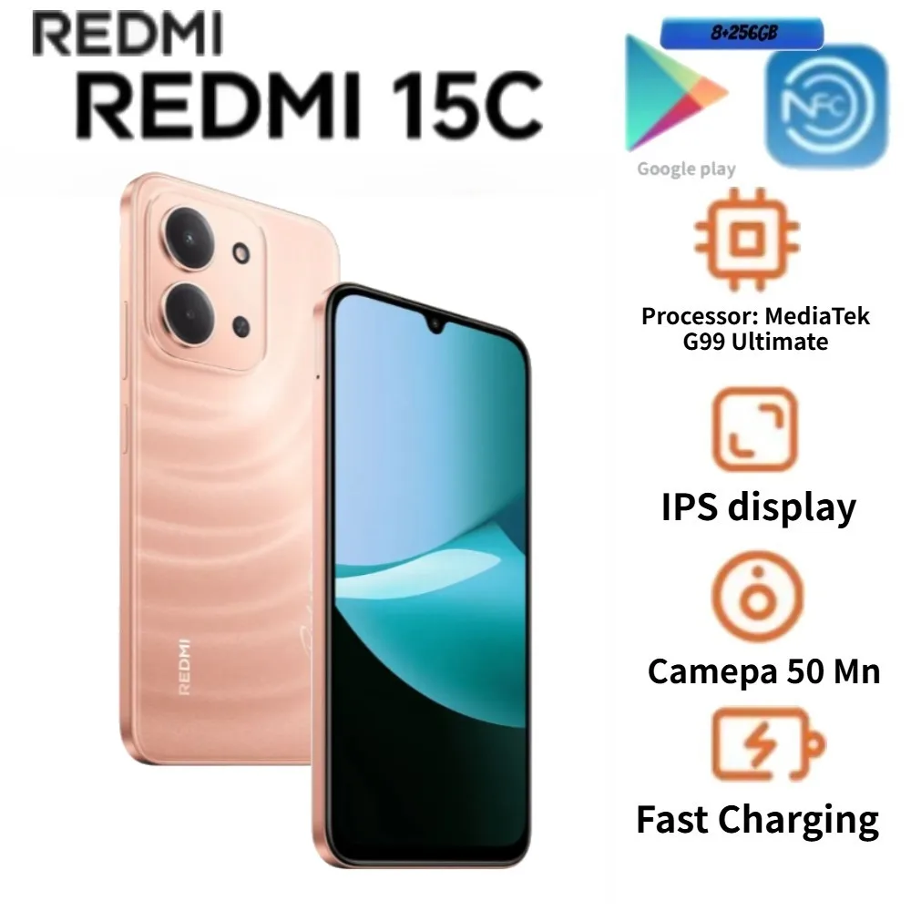 2026 Redmi 15C Global Edition, 8GB+256GB, 6.9-inch large display, NFC, 50-megapixel main camera, 6000mAh high-capacity battery