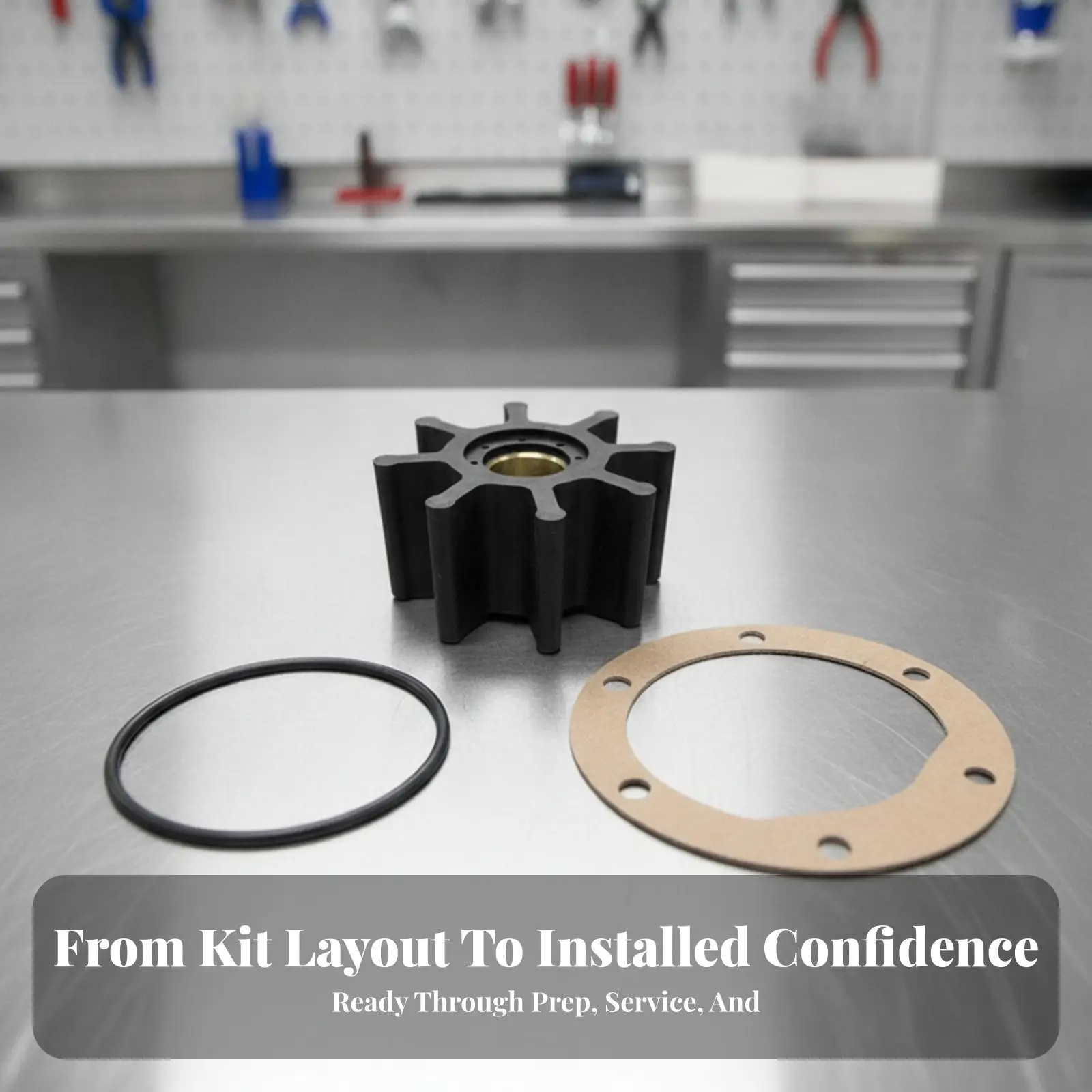 Water Circulator Impeller Repair Kit Sealed Impeller with Gasket and Sealing Washer Direct Fit Replacement for Marine Mechanics