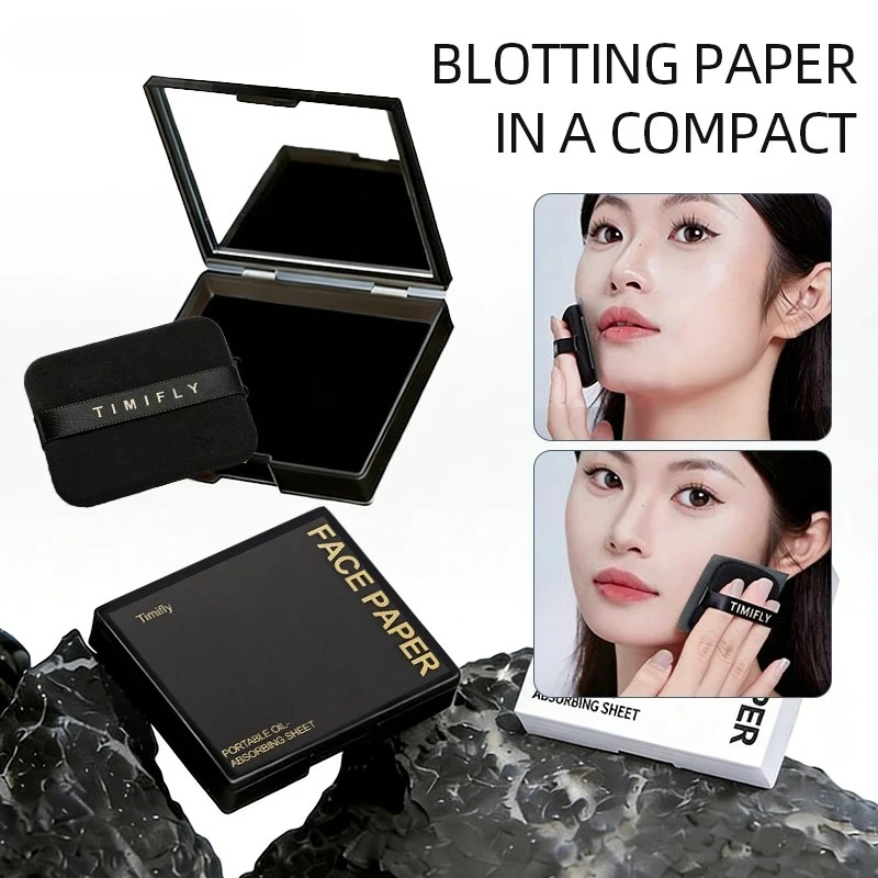 100Pcs Oil Blotting Paper Matting Face Oil Control Wipes Facial Oil Absorbing Sheet Portable Refillable Facial Blotter with Case